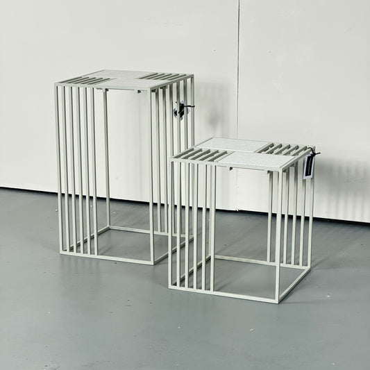 SAMPLE | Bijzettafels set van 2 | Grijs/Wit